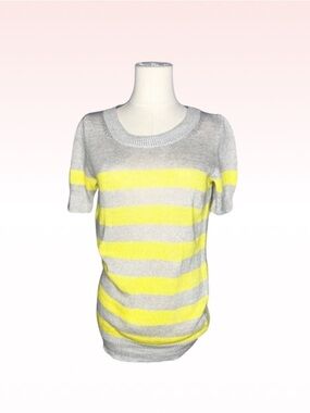 J.Crew Gray & Yellow Striped Top (Sz S)